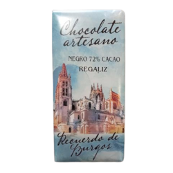 CHOCOLATE ARTESANO NEGRO 72% CACAO REGALIZ